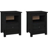 Maison Chic Dvo delni komplet Nočne omarice - Nočne mize črna 40x35x49 cm trdna borovina, (21689208) Cene