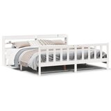 Maison Chic Posteljni okvir - Dvoposteljna postelja - Zakonska postelja brez vzmetnice bel 200x200 cm trdna borovina-J3702, (21773385) | Shoptok.si