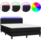 vidaXL Box spring postelja z vzmetnico LED črna 140x190 cm blago, (20790127) Cene