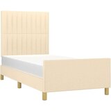  Posteljni okvir z vzglavjem krem 90x200 cm blago | Shoptok.si