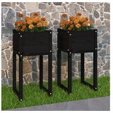  Visoka greda 2 kosa črna 40x40x81 cm trdna borovina | Shoptok.si