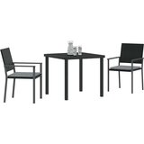  Vrtni set za objed 3 pcs Crna i svijetlo siva PE ratan | shoptok.hr