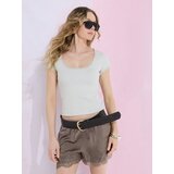 Sinsay Pamučna rebrasta majica s ukrasnim obrubom | shoptok.hr