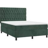 vidaXL Box spring postelja z vzmetnico temno zelena 140x200 | Shoptok.si