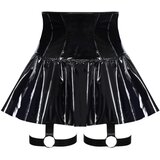 Black Level High Waist Vinyl Mini Skirt 2851792 Black L Cene