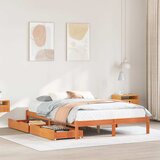Maison Chic Posteljni okvir - Dvoposteljna postelja - Zakonska postelja brez vzmetnice voščeno rjav 135x190 cm borovina-J13292, (21767870) | Shoptok.si