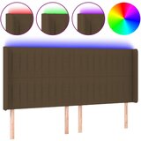 vidaXL LED posteljno vzglavje temno rjavo 163x16x118/128 cm blago, (20951769) Cene