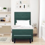  Krevet na podlozi s madracem i klupom Tamnozelena 90x200 cm Baršun | shoptok.hr