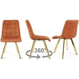  Okretna stolica CIEZA 360, bakreni baršun, zlatne metalne noge, set 2 kom | shoptok.hr