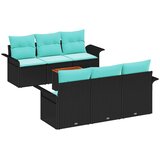 vidaXL Vrtna sedežna garnitura 7 pcs Črna in turkizna poli ratan, (5000134996) | Shoptok.si