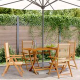 Maison Chic Nastavljivi vrtni stoli - Stol za vrt 4 kosi bež trden akacijev les JS109, (21878344) | Shoptok.si