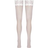 Cottelli Collection - čipkaste, cvjetne halter čarape (bijele) | shoptok.hr
