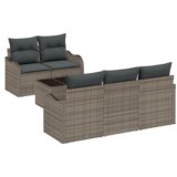 vidaXL Set od 6 komada vrtnih sofa s jastučićima Siva Poli Ratan, 2-sjedna vrtna sofa s jastučićima Siva Poli Ratan | shoptok.hr