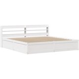 Maison Chic Posteljni okvir - Dvoposteljna postelja - Zakonska postelja z vzglavjem bel 200x200 cm trdna borovina, (21693770) | Shoptok.si