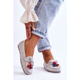 Boto Suede Loafers With Bow And Fringes Gray Dorine | shoptok.hr