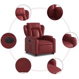  Električni naslonjač na podizanje umjetna koža crvena boja vina | shoptok.hr