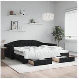 vidaXL Dnevni krevet na razvlačenje s ladicama crni 100x200 cm baršun | shoptok.hr