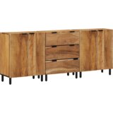 3 kom. sideboard smeđa 60x33x75 cm čvrsto drvo bagrem | shoptok.hr