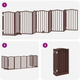 vidaXL Ograda za pse z vrati zložljiva 9 panelov rjava 450 cm les | Shoptok.si