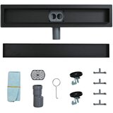 Tuš kanal 2-u-1 sa 360° sifonom Crna 80 cm Nehrđajući čelik 304 | shoptok.hr