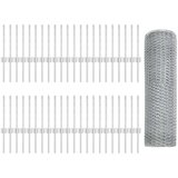 vidaXL Stupovi ograde 11 kom U-kanal 40 cm Pocinčani čelik, Šesterokutna ograda 0.4x100 m Pocinčani čelik | shoptok.hr