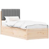  Posteljni okvir z oblazinjenim vzglavjem Svetlo siva, (5000101523) | Shoptok.si