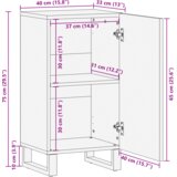  Stranska omarica Bela 40 x 33 x 75 cm trden mangov les, (5000217790) | Shoptok.si