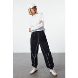 Trendyol Black Cotton Cardigan Stitch Detailed Knitted Sports Sweatpants