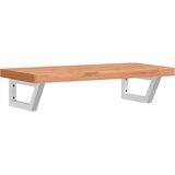  Zidna polica za umivaonik od čelika i masivne bukovine Smeđa 80 x 40 x 4 cm | Shoptok.si