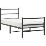 Maison Chic Kovinski Posteljni okvir - Enojna postelja - Postelja za odrasle z vzglavjem in vznožjem črn 90x190 cm, (21695993) | Shoptok.si