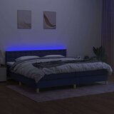  Krevet box spring s madracem LED plavi 200x200 cm od tkanine | shoptok.hr