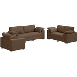 SOFA 3 pcs Smeđa 219 x 80 x 82 cm Platnasta tkanina | shoptok.hr