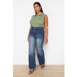 Trendyol curve blue high waist wide leg denim trousers Cene