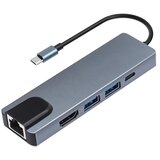  Adapter Type C na LAN Gb, Type C, 2xUSB 3.0 i HDMI 5u1 20cm kabl, Sivi | Eponuda.com
