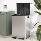  2 x 28 L dvostruke kante za otpad otvaranje na pedalu lako se čiste nehrđajući čelik plastika srebrna | shoptok.hr