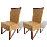  Jedilni stoli 2 kosa rjavi naravni ratan, (20699757) | Shoptok.si