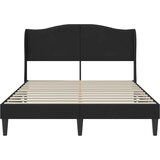  Krevetna konstrukcija s uzglavljem Crna 140 x 190 cm Baršun | shoptok.hr