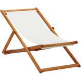 vidaXL zložljiv stol za na plažo evkaliptusov les in kremno belo blago Cene
