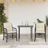  3-dijelni bistro set s jastucima crni od poliratana | shoptok.hr