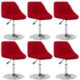 vidaXL Okretne blagovaonske stolice 6 kom crvena boja vina baršunaste - boja crnog vina 6 | shoptok.hr