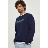 United Colors Of Benetton Bombažen pulover moška, mornarsko modra barva