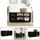 The Living Store Klop za čevlje črna 100x34x45 cm trdna borovina - Klop Za Čevlje, (21744477) Cene
