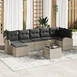 vidaXL 8-delni set vrtnih kavčev z blazinami, siva poli ratan | Shoptok.si