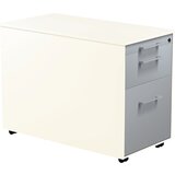 mauser Predalnik na kolesih, VxG 570 x 800 mm, 1 predal za material, 1 predal za obešalne mape, čisto bele / aluminijasto srebrne / čisto bele barve | Shoptok.si