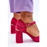 VINCEZA Suede High Heel Sandals With Cubic Zirconia Fuchsia Aniya | shoptok.hr