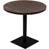 vidaXL Bistro miza mediapan in jeklo okrogla 80x75 cm temna jesenovina Cene