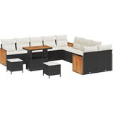  set 13-delne vrtne sofe z blazinami, črna poli ratan, akacija | Shoptok.si