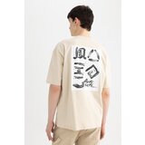 Defacto Oversize Fit Crew Neck Back Printed Short Sleeve T-Shirt Cene