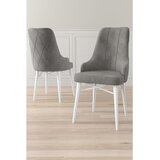 Hanah home set trpezarijskih stolica Neta 8 kom, siva tkanina Babyface, bele drvene noge | Eponuda.com