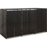 vidaXL Trojna lopa za smetnjak črna 207x80x117 cm poli ratan Cene